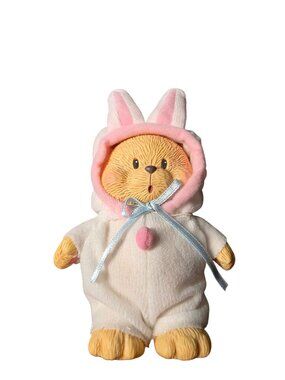 Vintage 1997 Teddy Bear figurine In A Easter Bunny Outfit